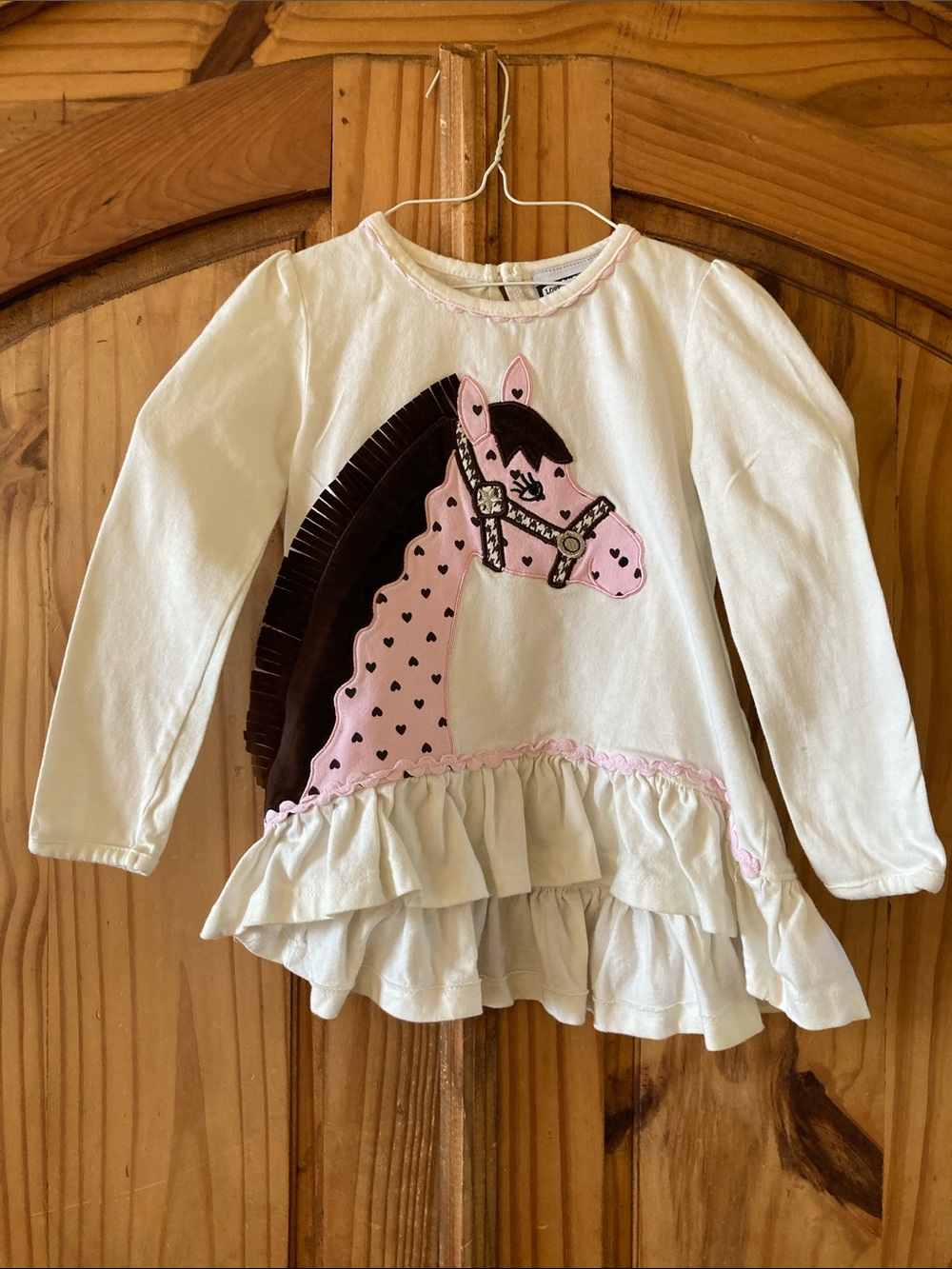 Girls Love Being Me white pink brown horse long sleeve shirt size 4